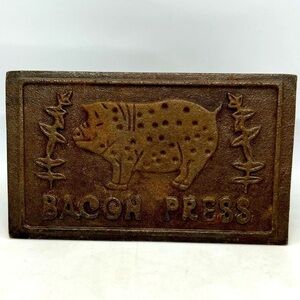 Vintage Cast Iron Bacon Press With Wood Handle